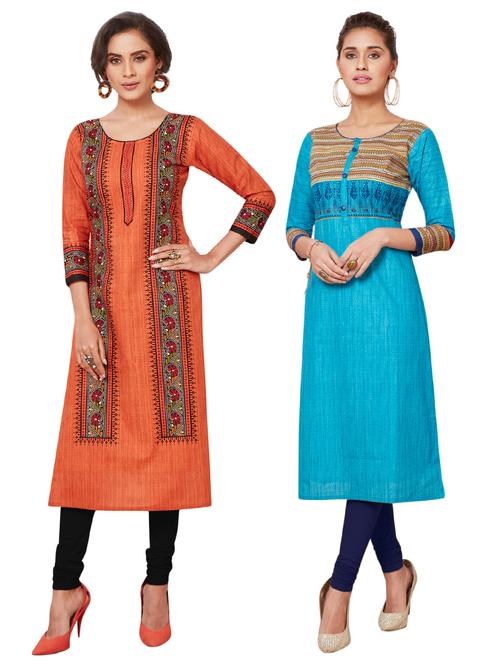 multi colored cotton combos kurta - 17233638 - Standard Image - 1