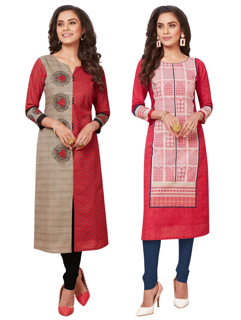 multi colored cotton combos kurta - 17233709 - Zoom Image - 1