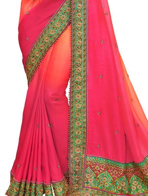 ombre print embroidered saree with blouse - 17234236 - Standard Image - 2