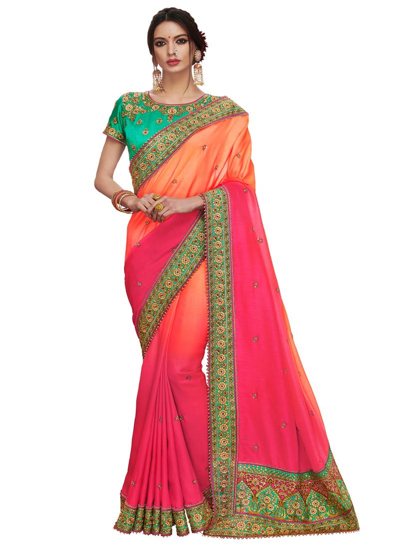 ombre print embroidered saree with blouse - 17234236 - Zoom Image - 1