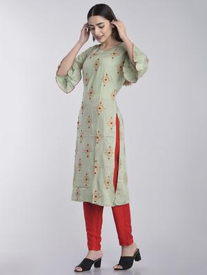 embroidered kurta pant set - 17234349 - Standard Image - 2