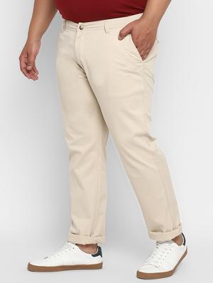 plus size beige solid chinos - 17234416 - Standard Image - 2