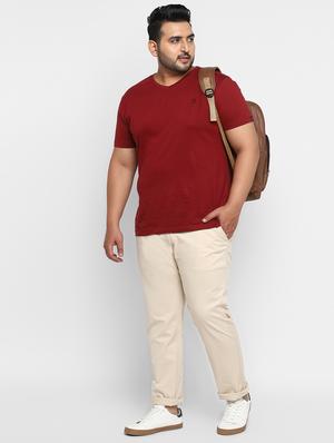plus size beige solid chinos - 17234416 - Standard Image - 4