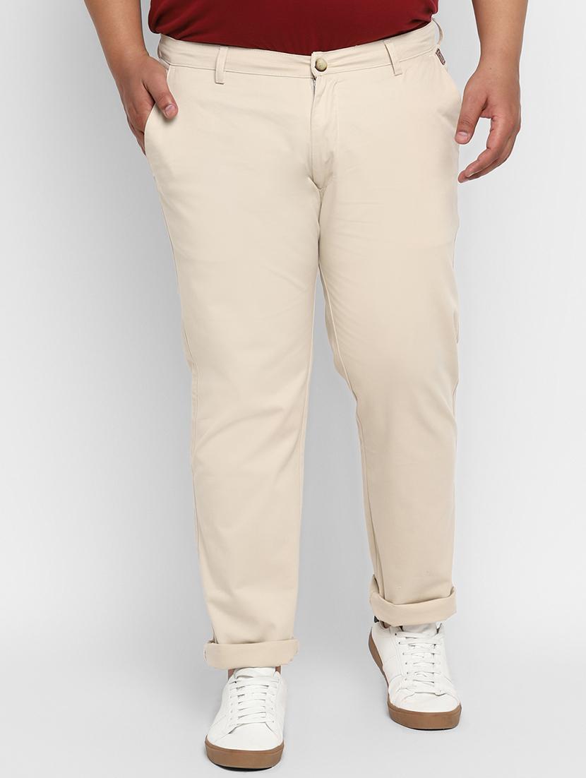 plus size beige solid chinos - 17234416 - Zoom Image - 1