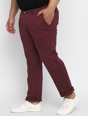 plus size maroon solid chinos - 17234418 - Standard Image - 2