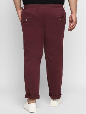 plus size maroon solid chinos - 17234418 - Standard Image - 3