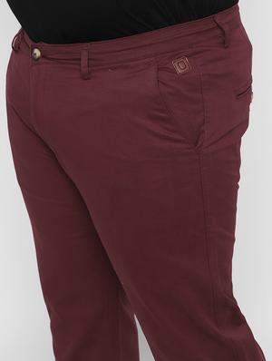 plus size maroon solid chinos - 17234418 - Standard Image - 5