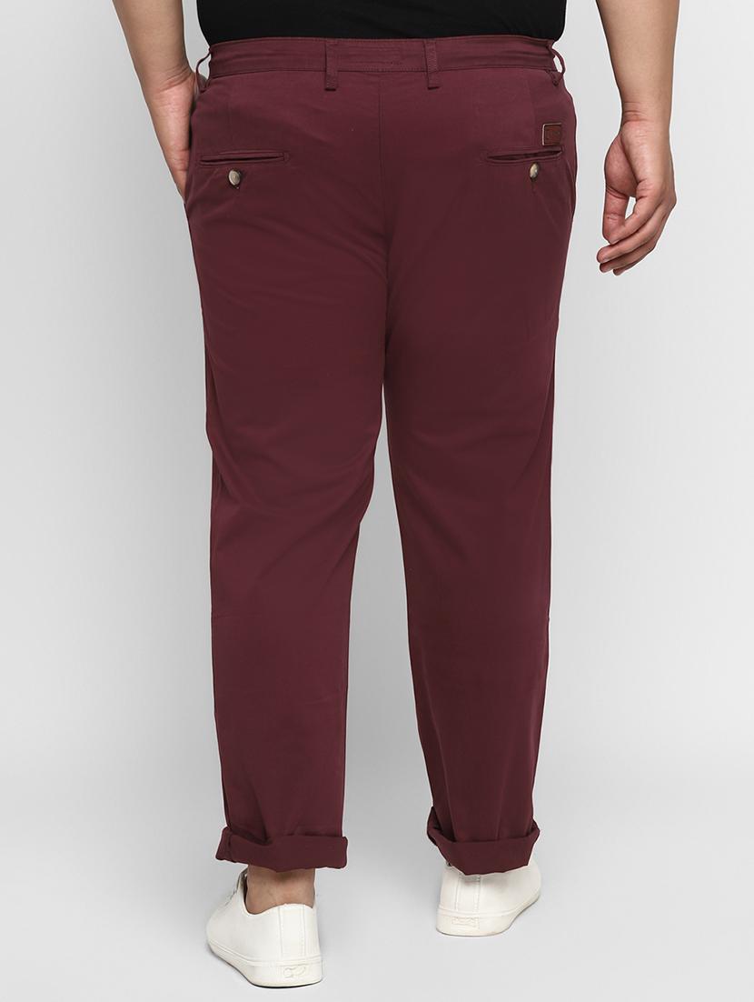 plus size maroon solid chinos - 17234418 - Zoom Image - 3