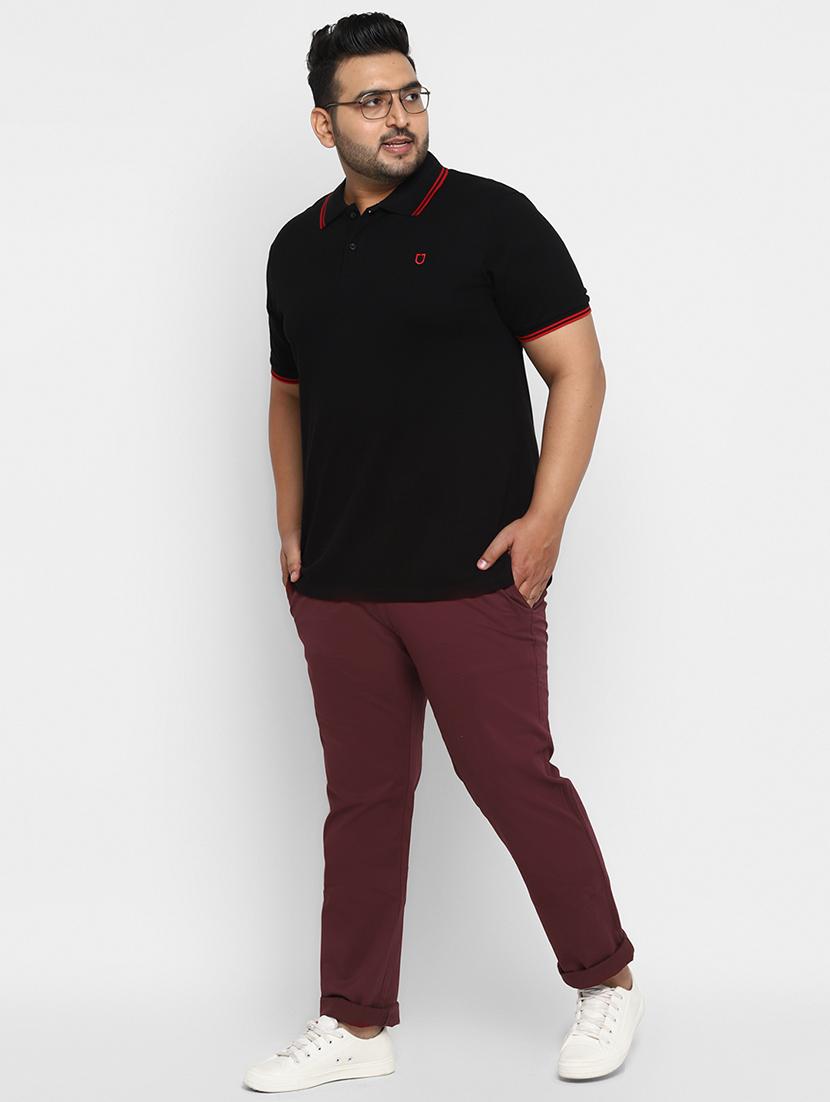 plus size maroon solid chinos - 17234418 - Zoom Image - 4
