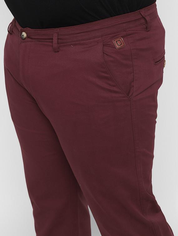 plus size maroon solid chinos - 17234418 - Zoom Image - 5