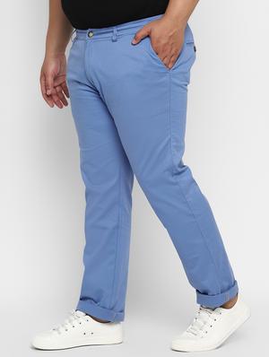 plus size blue solid chinos - 17234420 - Standard Image - 2