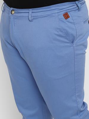 plus size blue solid chinos - 17234420 - Standard Image - 5