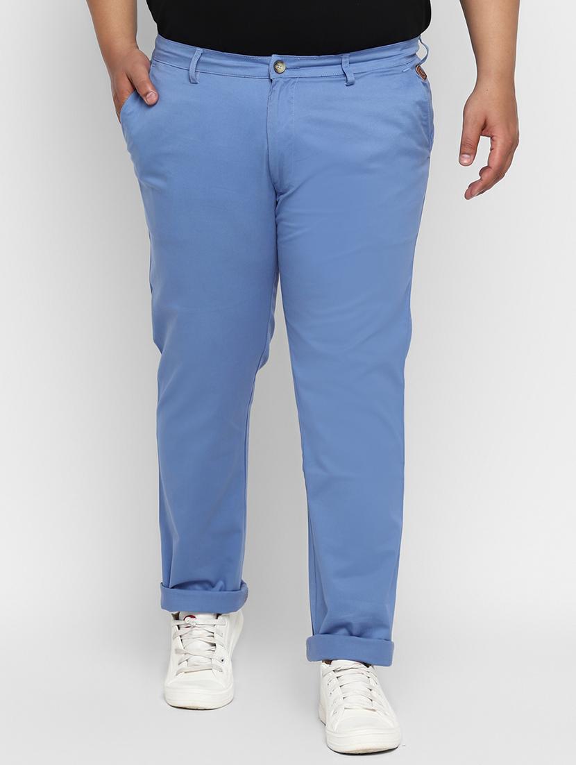 plus size blue solid chinos - 17234420 - Zoom Image - 1