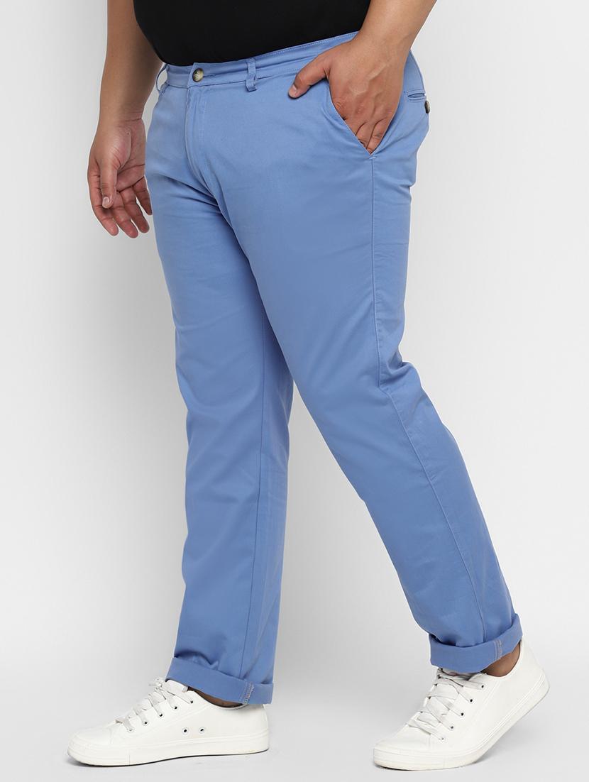 plus size blue solid chinos - 17234420 - Zoom Image - 2