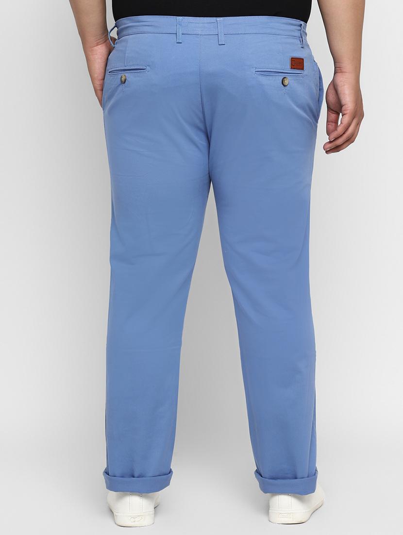 plus size blue solid chinos - 17234420 - Zoom Image - 3