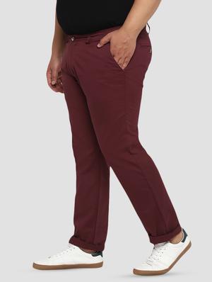 plus size maroon solid chinos - 17234421 - Standard Image - 2