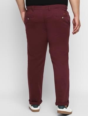 plus size maroon solid chinos - 17234421 - Standard Image - 3