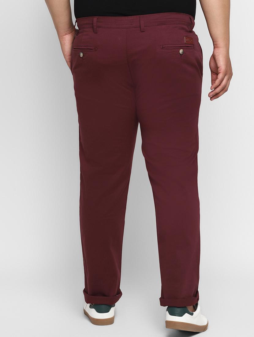 plus size maroon solid chinos - 17234421 - Zoom Image - 3
