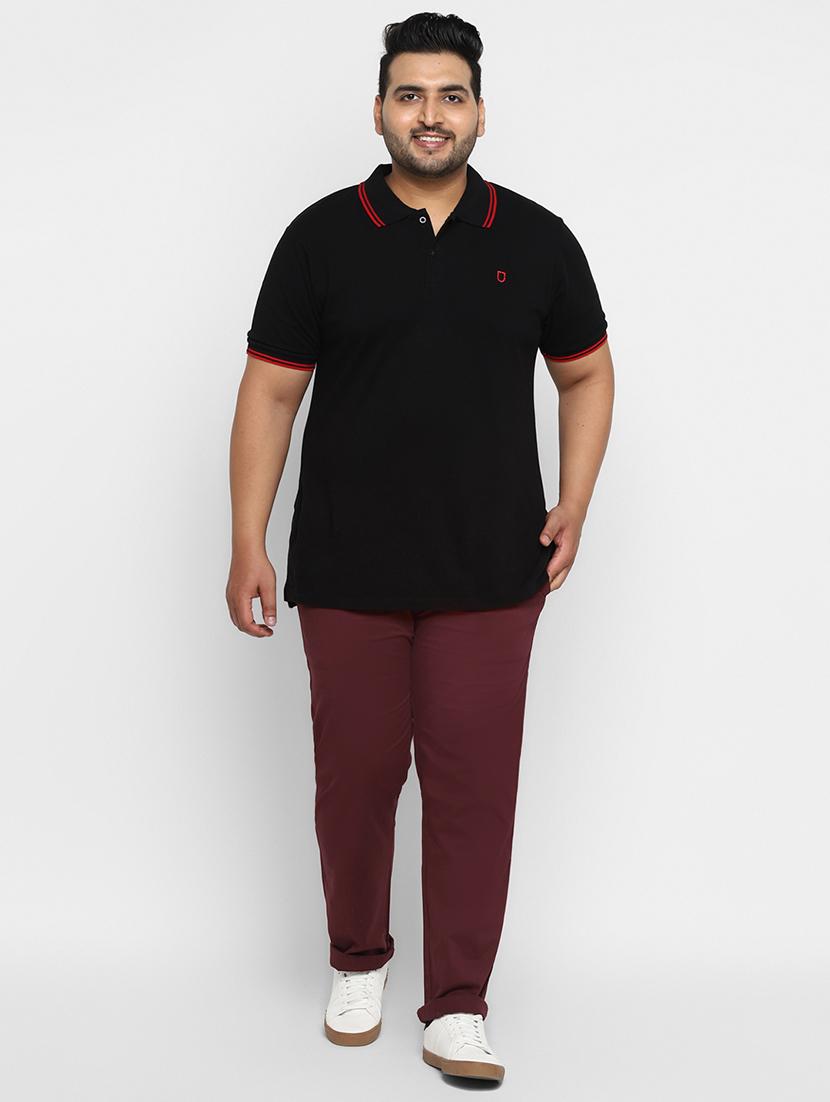 plus size maroon solid chinos - 17234421 - Zoom Image - 4