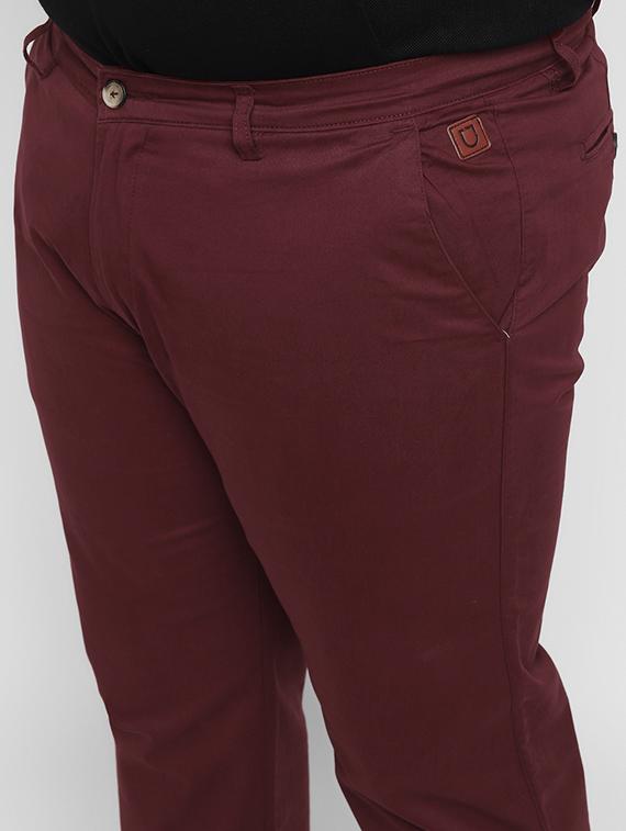 plus size maroon solid chinos - 17234421 - Zoom Image - 5