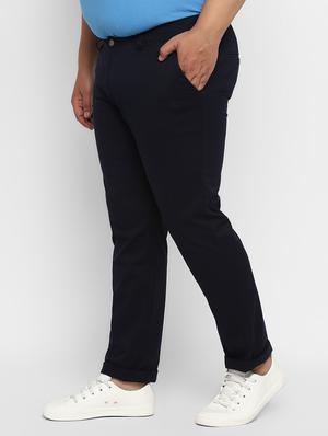 plus size navy blue solid chinos - 17234422 - Standard Image - 2