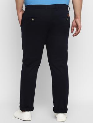 plus size navy blue solid chinos - 17234422 - Standard Image - 3