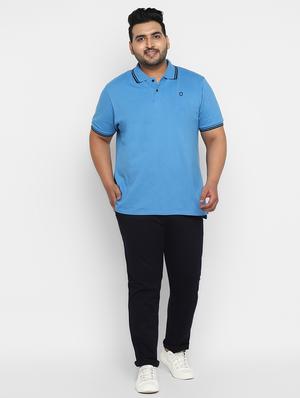 plus size navy blue solid chinos - 17234422 - Standard Image - 4