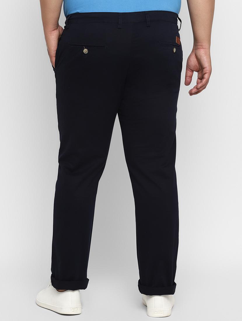 plus size navy blue solid chinos - 17234422 - Zoom Image - 3