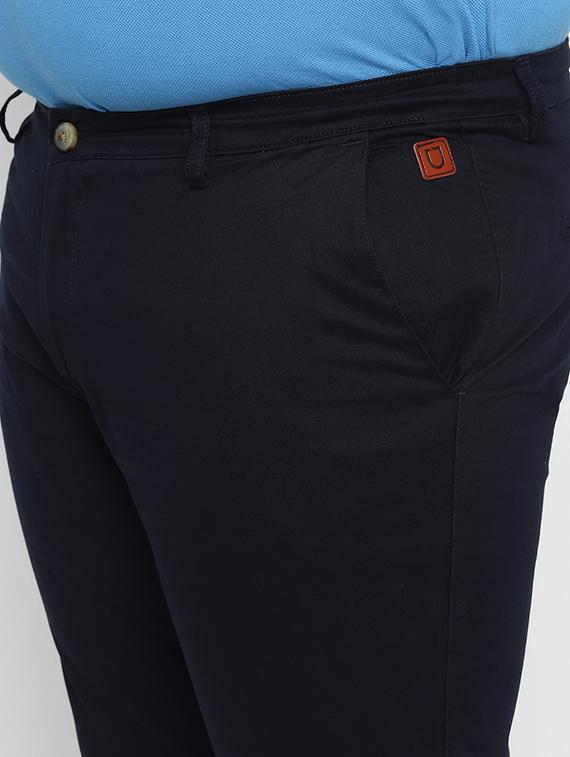 plus size navy blue solid chinos - 17234422 - Zoom Image - 5