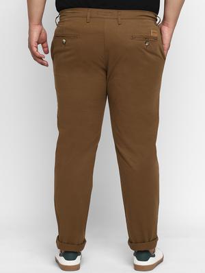 plus size brown solid chinos - 17234423 - Standard Image - 3