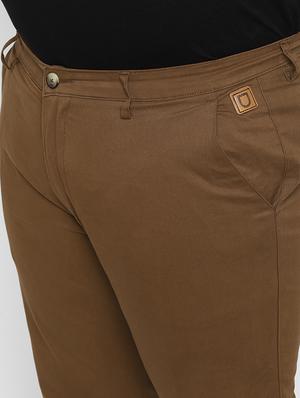 plus size brown solid chinos - 17234423 - Standard Image - 5