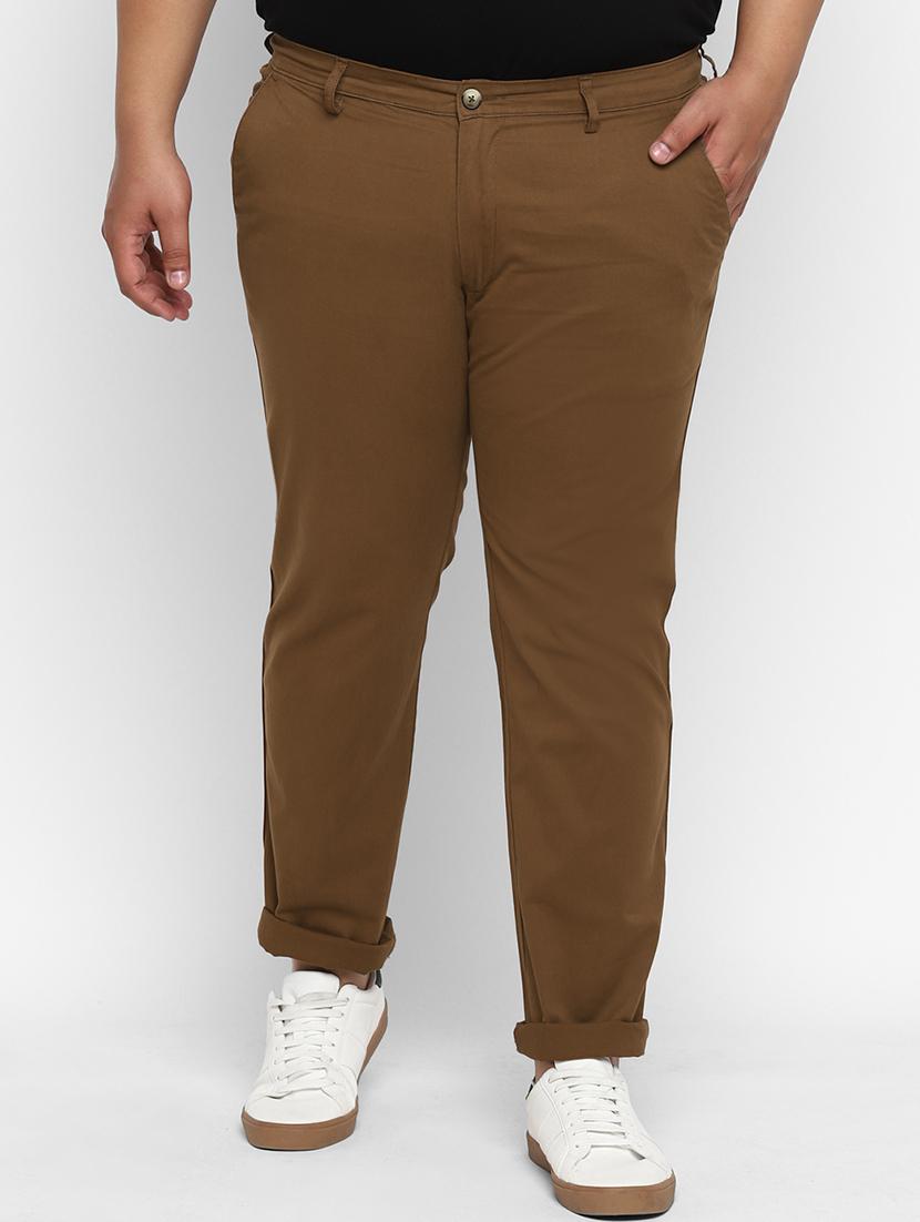 plus size brown solid chinos - 17234423 - Zoom Image - 1