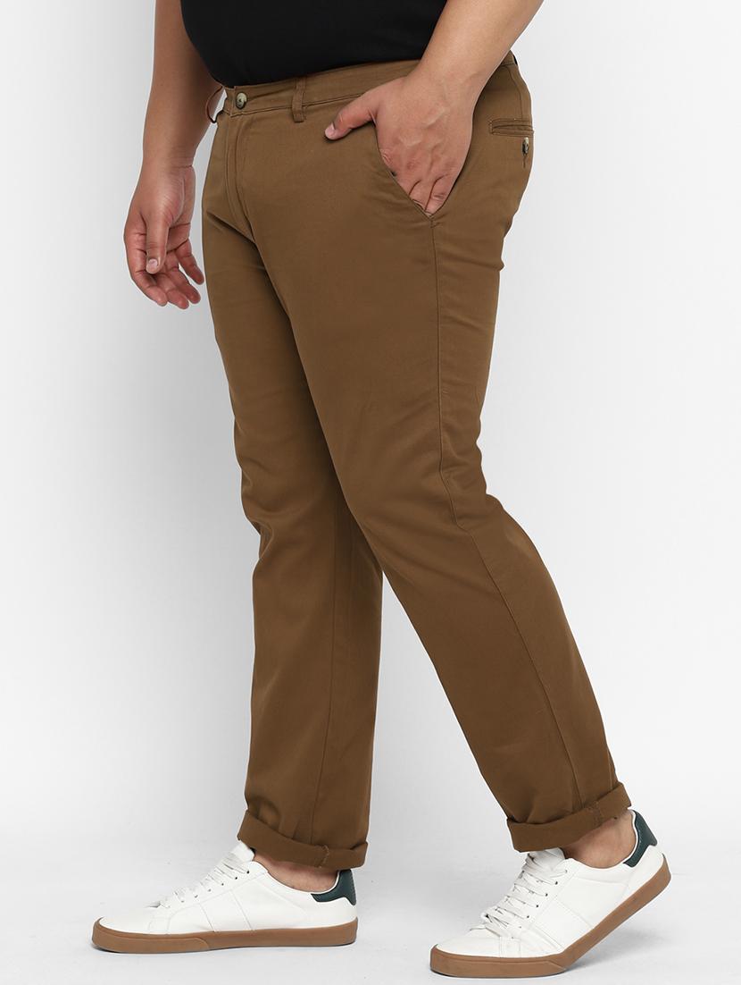 plus size brown solid chinos - 17234423 - Zoom Image - 2