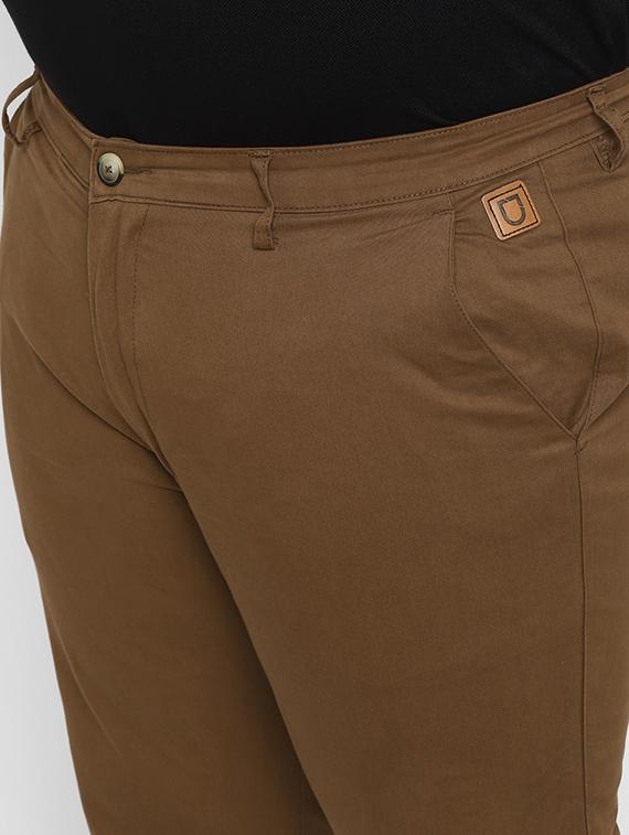 plus size brown solid chinos - 17234423 - Zoom Image - 5