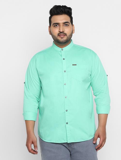 plus size green solid casual shirt - 17234434 - Standard Image - 1