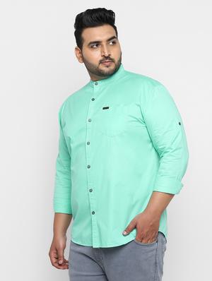 plus size green solid casual shirt - 17234434 - Standard Image - 2