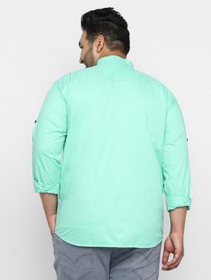plus size green solid casual shirt - 17234434 - Standard Image - 3