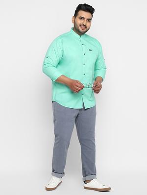 plus size green solid casual shirt - 17234434 - Standard Image - 4