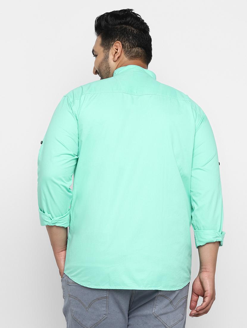 plus size green solid casual shirt - 17234434 - Zoom Image - 3