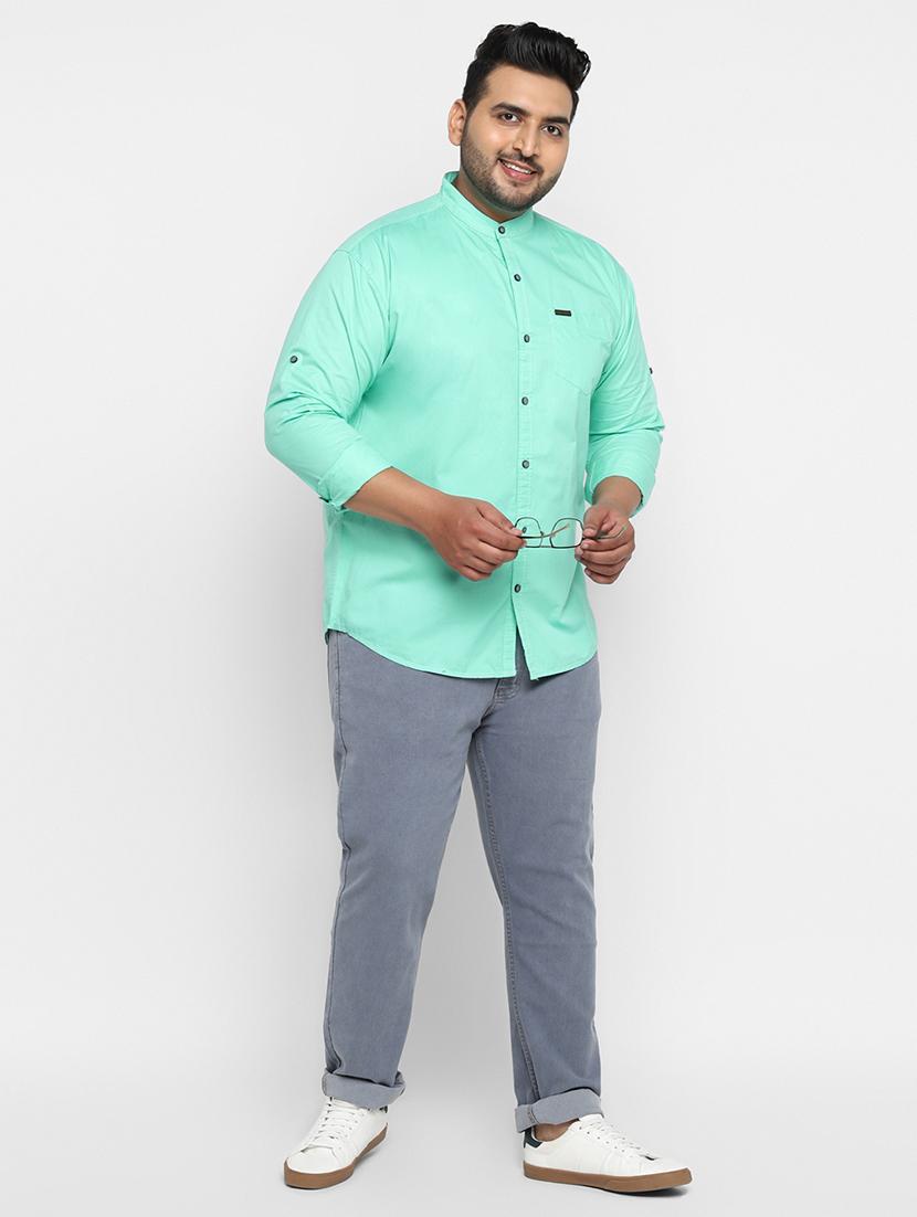 plus size green solid casual shirt - 17234434 - Zoom Image - 4