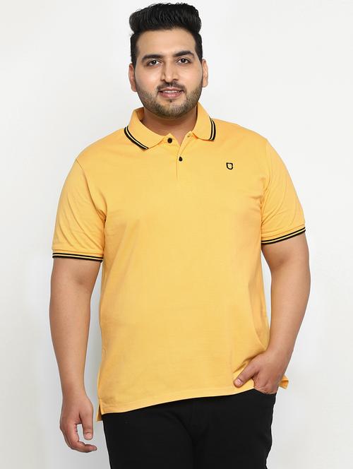 plus size yellow solid polo t-shirt - 17234443 - Standard Image - 1