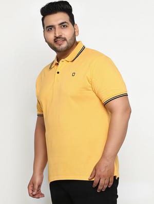 plus size yellow solid polo t-shirt - 17234443 - Standard Image - 2