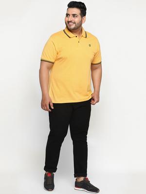plus size yellow solid polo t-shirt - 17234443 - Standard Image - 4