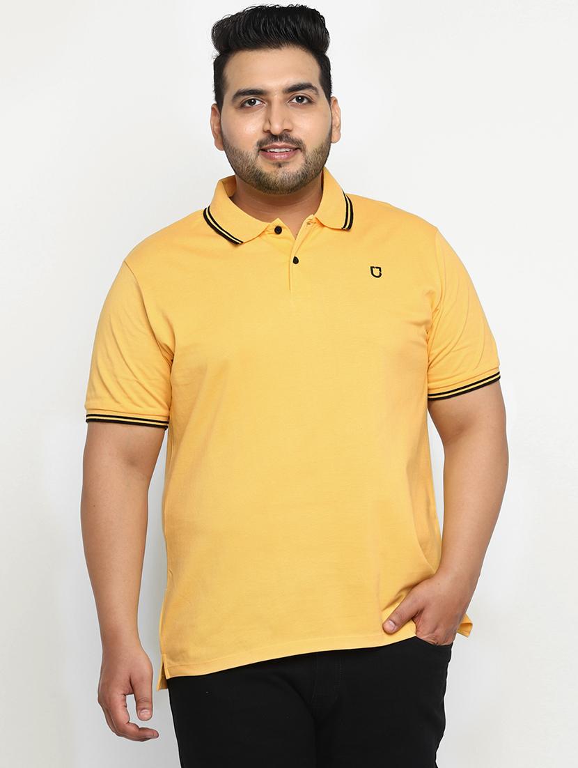 plus size yellow solid polo t-shirt - 17234443 - Zoom Image - 1