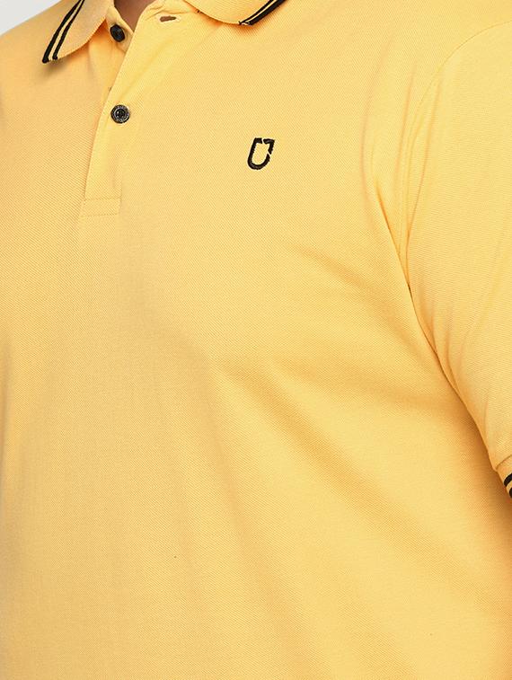plus size yellow solid polo t-shirt - 17234443 - Zoom Image - 5