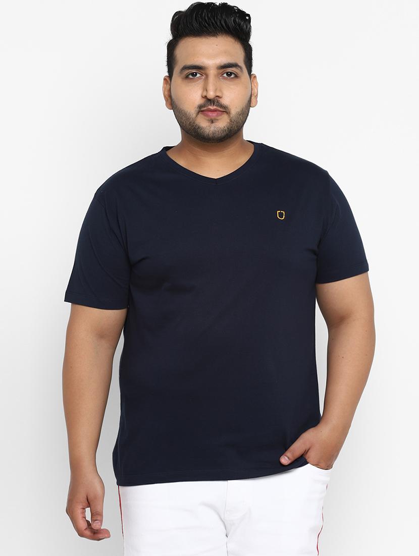 plus size navy blue solid t-shirt - 17234450 - Zoom Image - 1