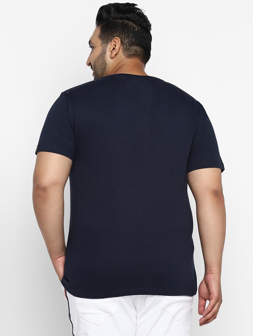 plus size navy blue solid t-shirt - 17234450 - Zoom Image - 3