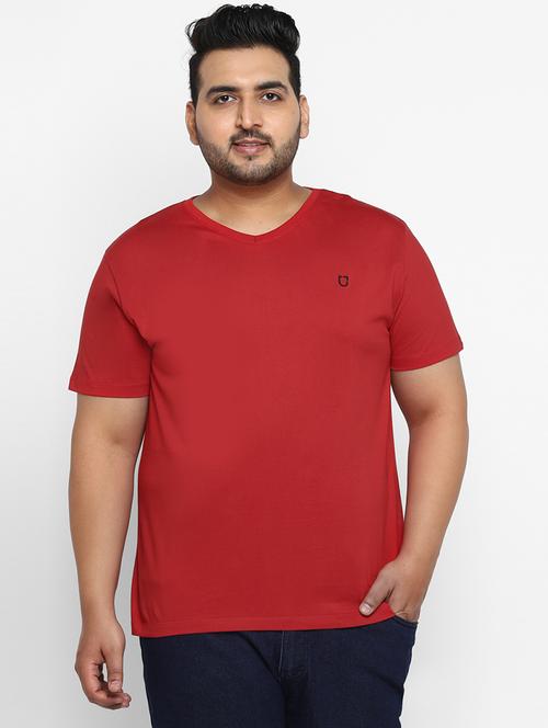 plus size red solid t-shirt - 17234454 - Very Small Image - 1