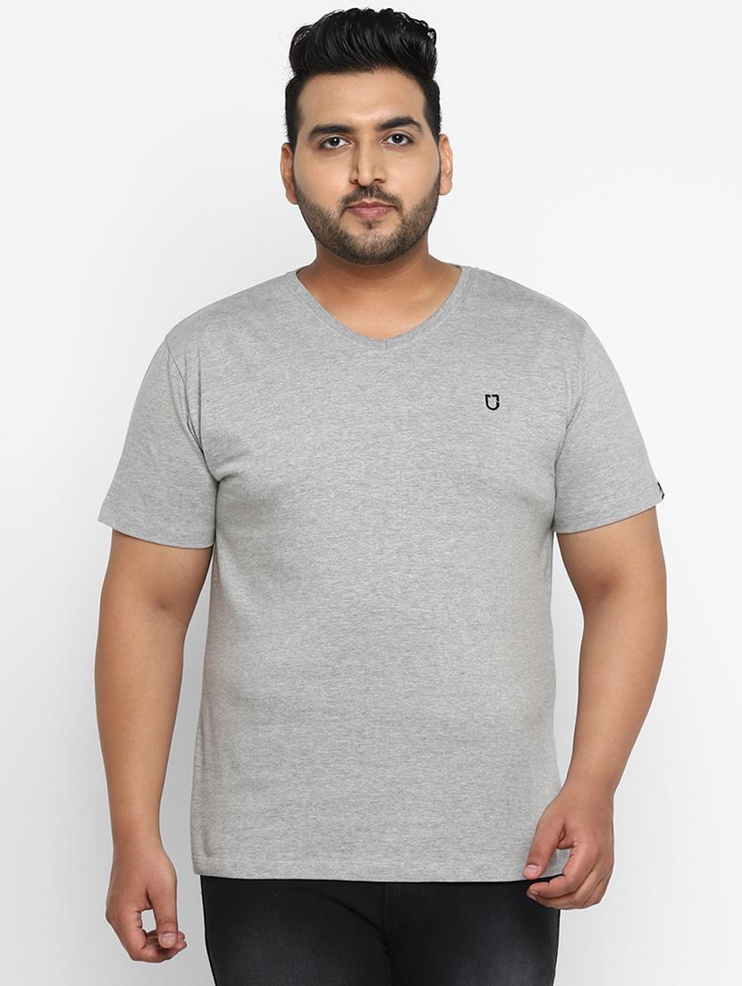 plus size grey solid t-shirt - 17234459 - Zoom Image - 1