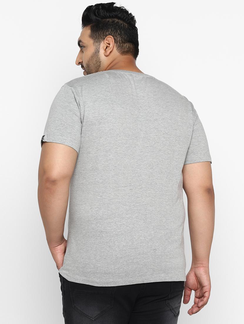 plus size grey solid t-shirt - 17234459 - Zoom Image - 3